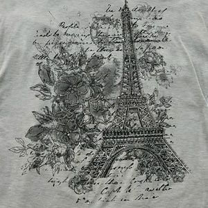 Gray Paris Eiffel Tower Tee Sequin Embellishment